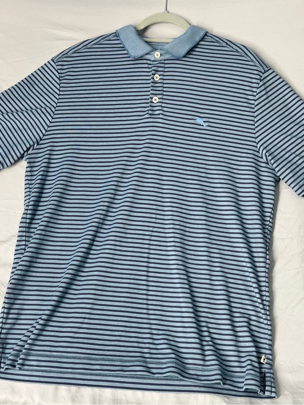 Tommy Bahama Light Blue & Navy Striped Polo
